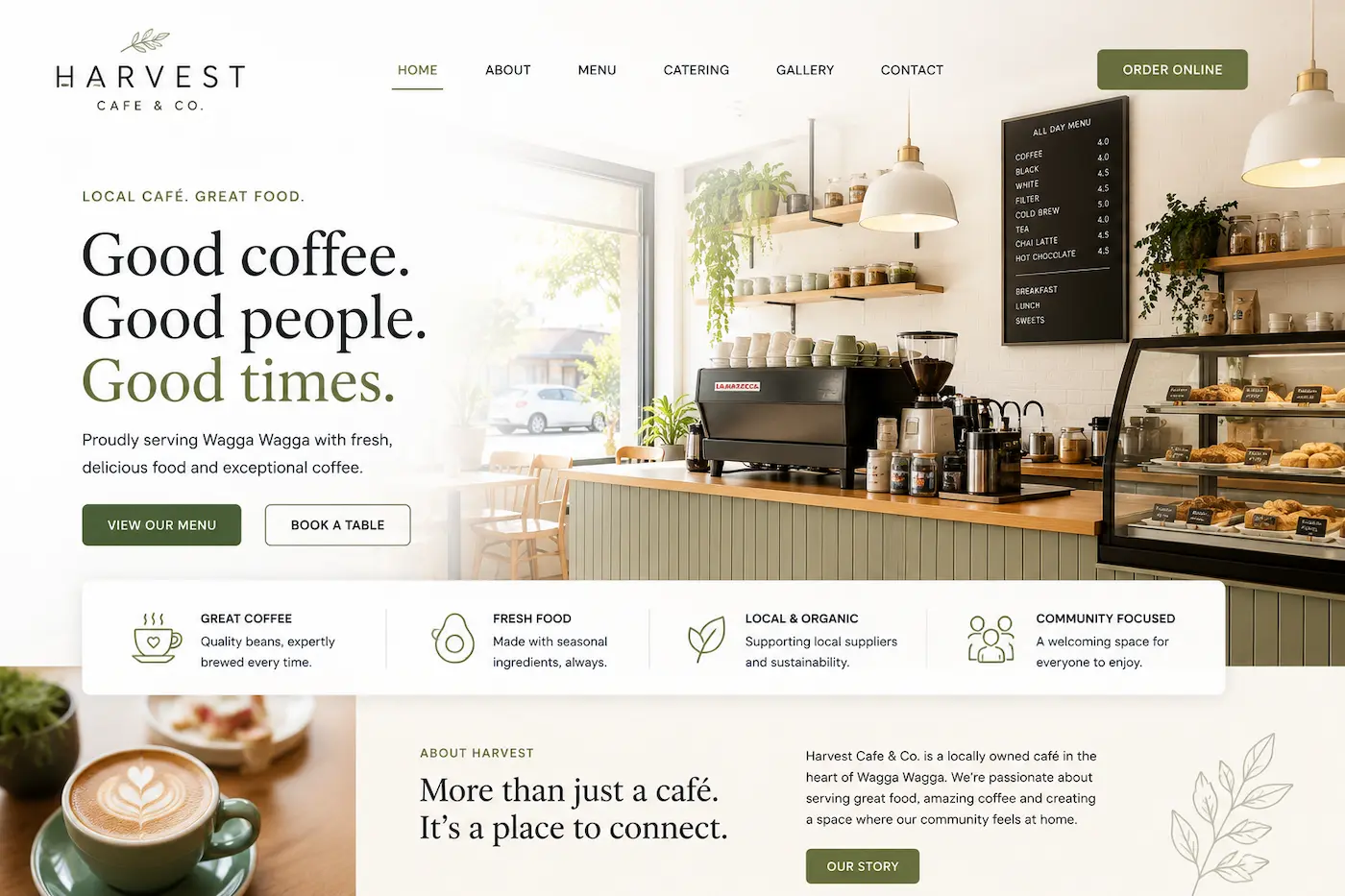 Affordable cafe website design Albury NSW