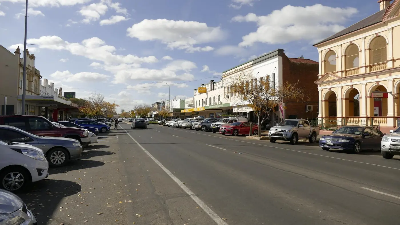 Local businesses and streetscape in Cootamundra NSW