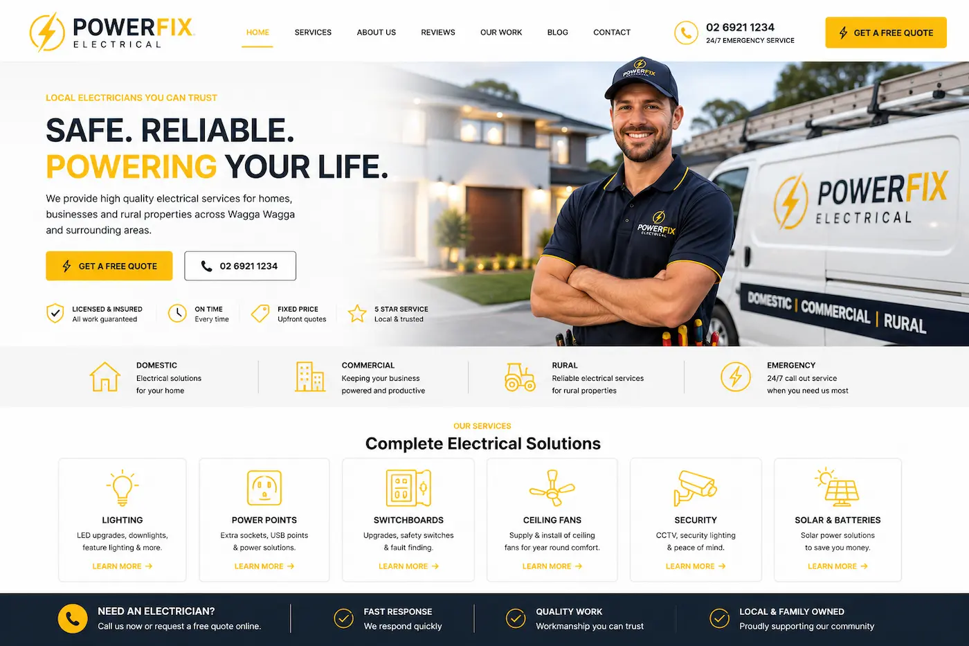 Affordable electrician website design Albury NSW