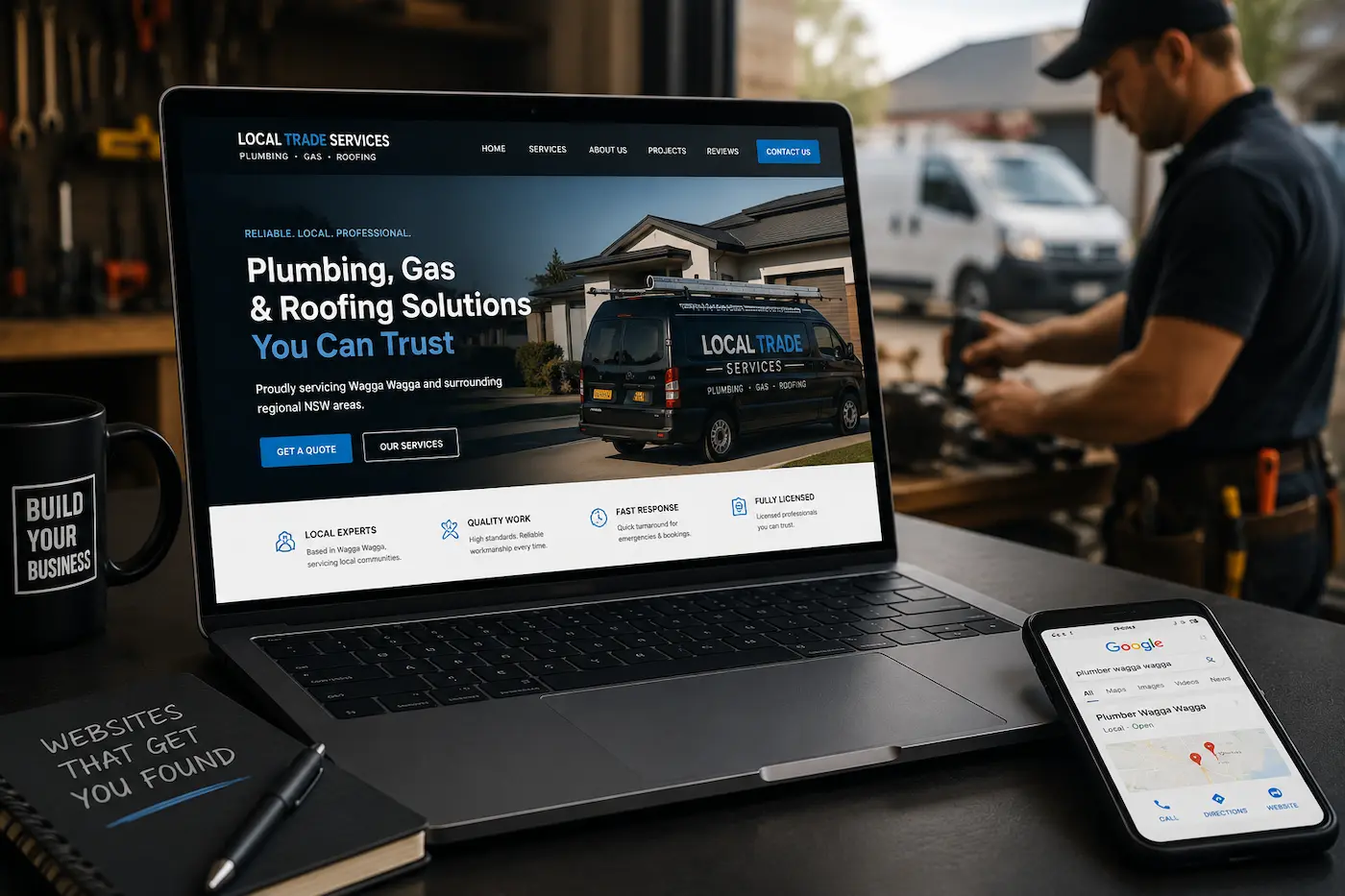 Website design for tradies, cafes and local businesses across Wagga Wagga, Albury and regional NSW
