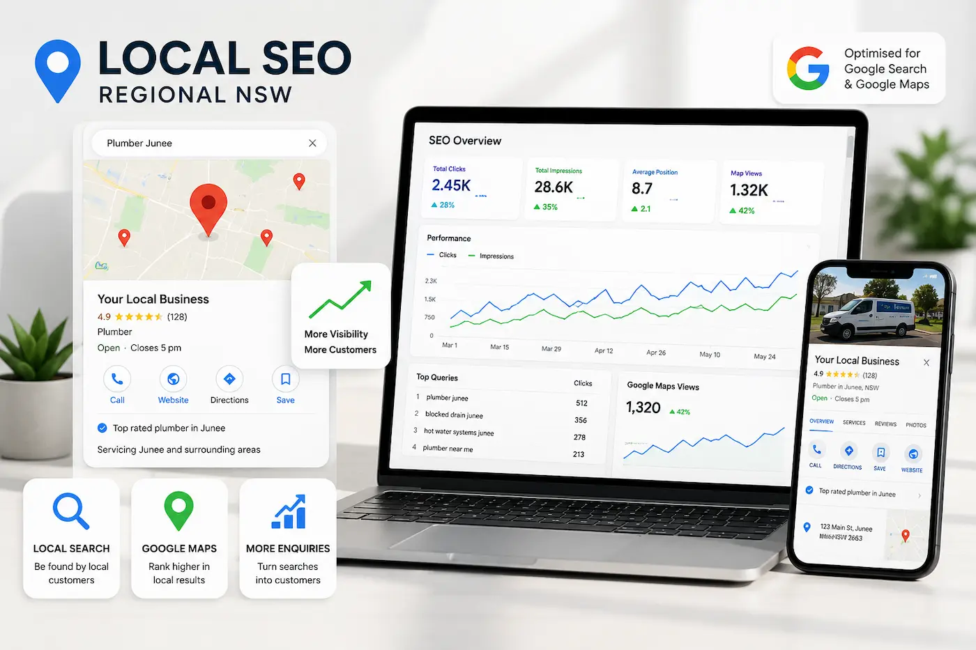 Local SEO and Google Maps visibility for regional NSW businesses