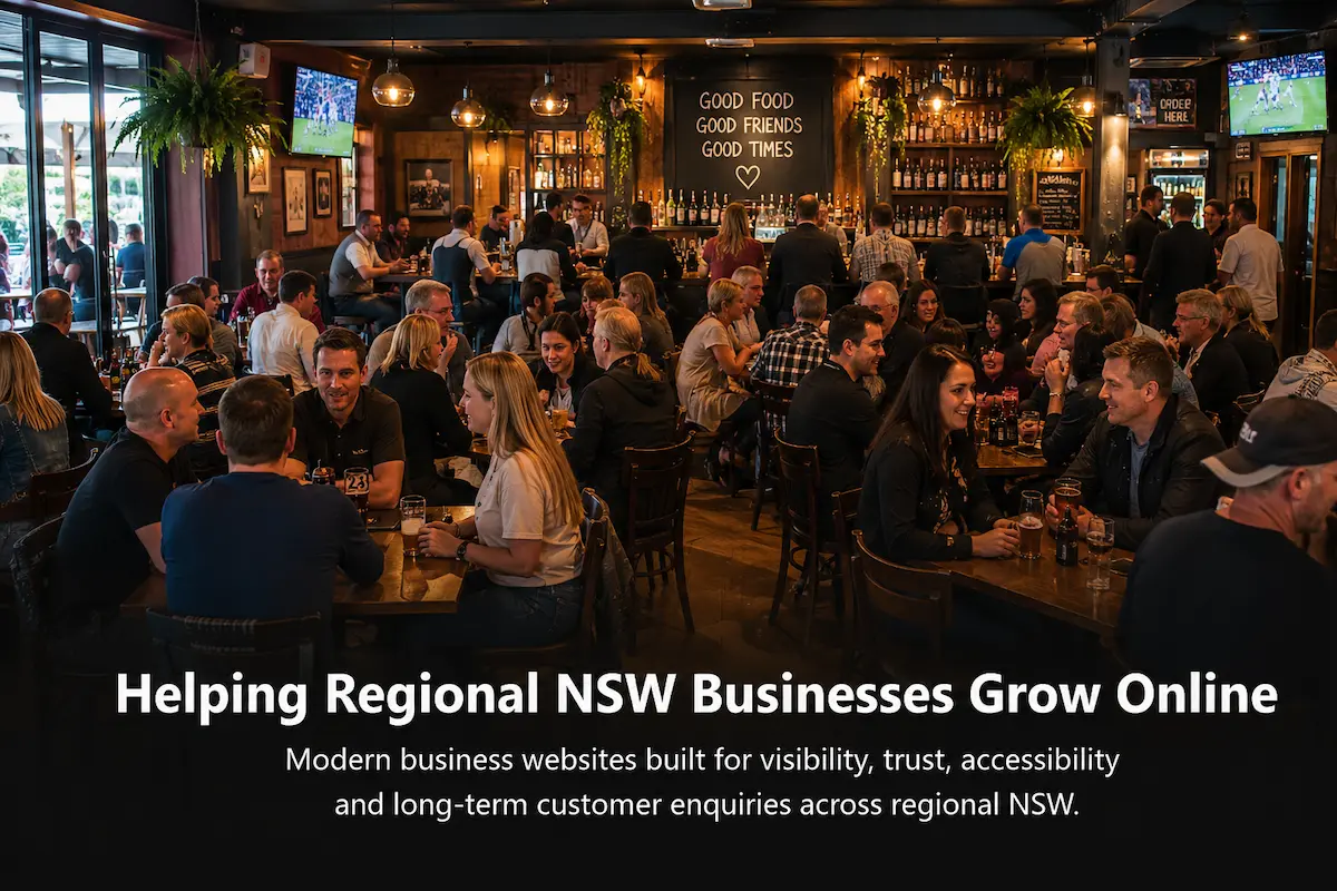 Regional NSW business owner working inside a modern local business focused on customer growth, Google visibility and long-term business success