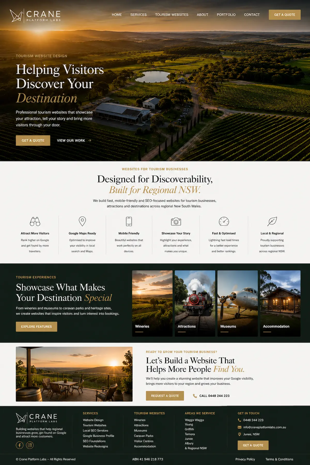 Tourism website design for regional NSW attractions wineries museums accommodation and tourism businesses