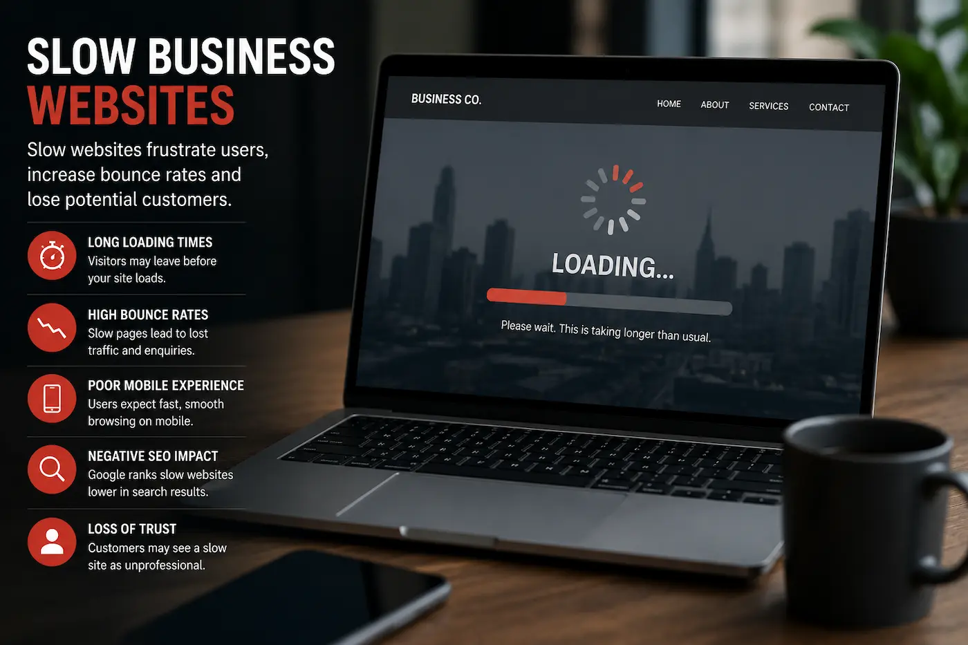 Slow business website causing poor customer experience, reduced enquiries and weak mobile performance