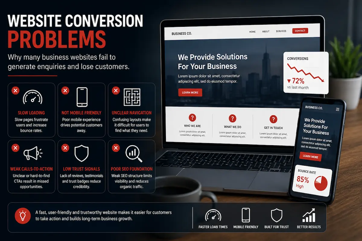 Poor website user experience causing low customer conversions and reduced enquiries